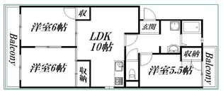キーミハイツB【3階】の間取り