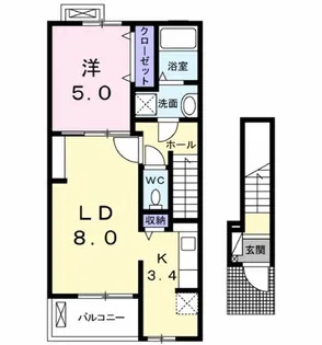 福島県郡山市新屋敷2【アパート】の間取り