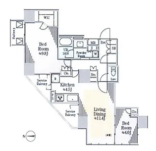 東京都港区南青山7【マンション】の間取り