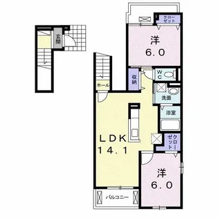 ハイム新磯野【2階】の間取り