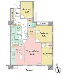 パークホームズ新松戸駅前【3階】の間取り