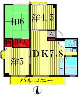 一ツ家ウェーブタウン 6号棟【3階】の間取り