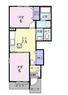 メリーハウス・ひまわりB【1階】の間取り