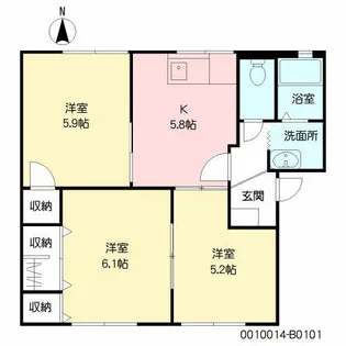 ウイズF B棟【1階】の間取り