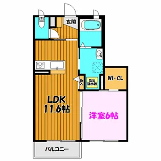 ベレオガーデンズ久留米II【2階】の間取り