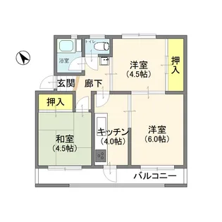 八幡ハイツB棟【2階】の間取り