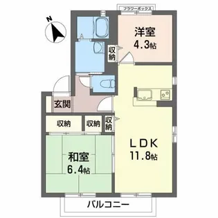 ディアス安積D【2階】の間取り