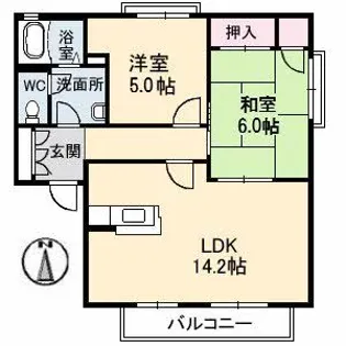 オークス 弐番館【2階】の間取り