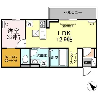 ラ・トゥール山城西 A【3階】の間取り