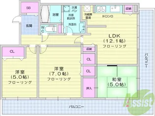 レジディアタワー仙台【8階】の間取り