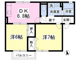 ハイツ翠香 B【2階】の間取り