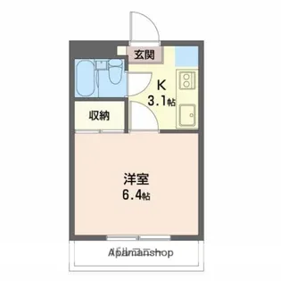 1ルーム東山 A【2階】の間取り