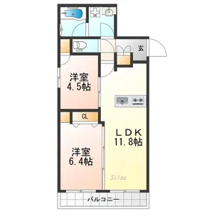 イスターナイマイ鴨川西【5階】の間取り