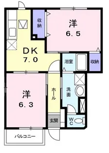メープル焼山B【1階】の間取り