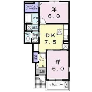カーサ・フランB【1階】の間取り