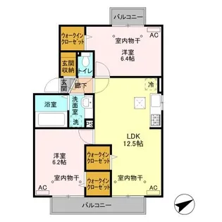 2LDKの間取り画像