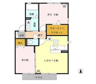 ピーノ・アーレB【1階】の間取り