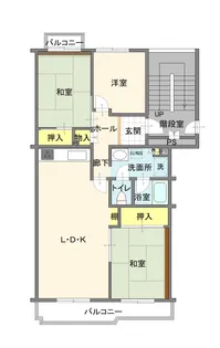 北柏ライフタウン松葉町四丁目第二団地14号棟【5階】の間取り