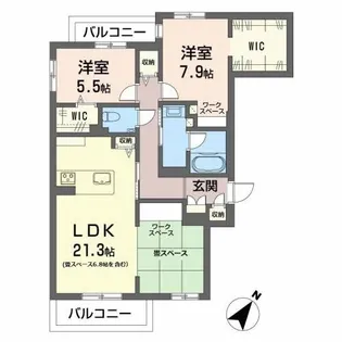 HIGH LINE PARK(ハイラインパーク)B棟【3階】の間取り