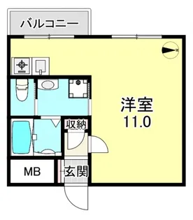 ウェルバード瓜破【5階】の間取り