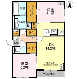 埼玉県越谷市レイクタウン2【アパート】の間取り