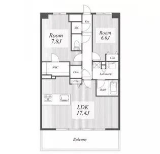 ロイヤルパークスERささしま【18階】の間取り