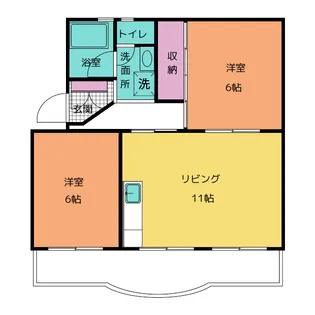 2LDKの間取り画像