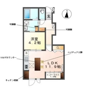 レヴメゾン神山四番館【1階】の間取り