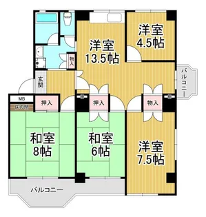 中山五月台住宅24号棟【5階】の間取り
