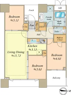 ドゥ・トゥールEAST【8階】の間取り