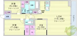 レーベン小鶴新田THE ONE【7階】の間取り