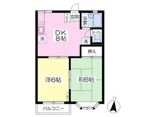 タウンハウスヴィラB【2階】の間取り