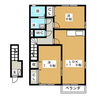 メープル・クロス・タカツカII番館【2階】の間取り