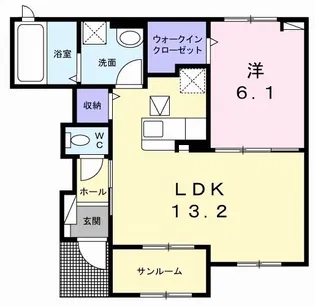 ラシーヌ・ヴェルテュ B【1階】の間取り