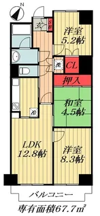 ダイアパレスステーションプラザ船橋【10階】の間取り