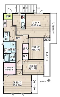 神奈川県横浜市港北区大曽根2【一戸建】の間取り