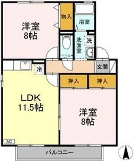 メゾンパーク新田東 A【2階】の間取り