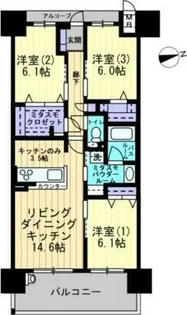 アルファステイツ天神前【9階】の間取り
