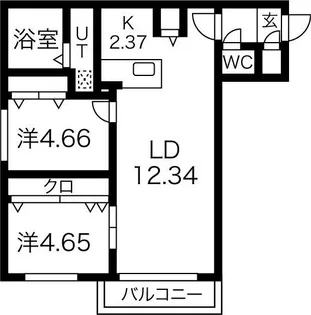 北海道札幌市豊平区平岸一条2【マンション】の間取り