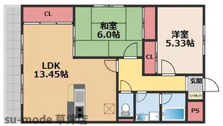 リベルティキタガワ【1階】の間取り