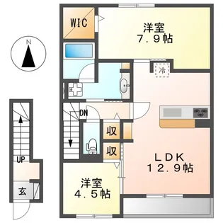 サニープレイス十一屋 D棟【2階】の間取り