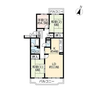 URせんげん台パークタウン四番街【4階】の間取り