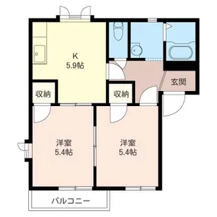 フラットたちばな【2階】の間取り