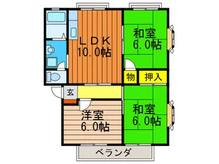 ビュ-ティ-タウンC棟【2階】の間取り