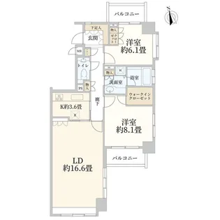 サンクタス有栖川【5階】の間取り