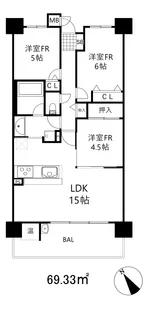 キャナルヴィスタアーバンコンフォート【6階】の間取り