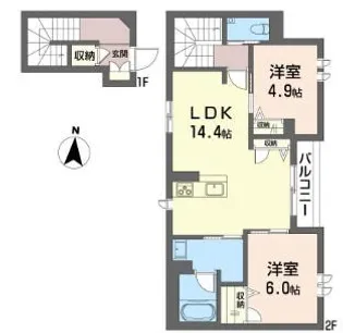 アグリーブル オキナ【2階】の間取り