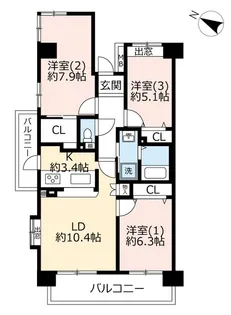 URプロムナード東伏見【8階】の間取り