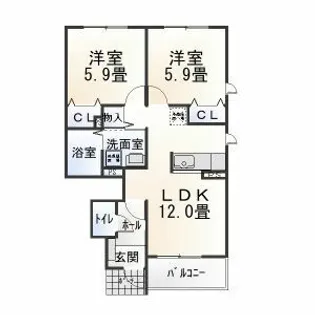 グリーンシティ竜美H棟【1階】の間取り
