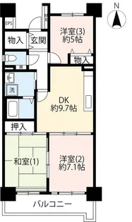 URシティハイツ日野旭が丘【8階】の間取り